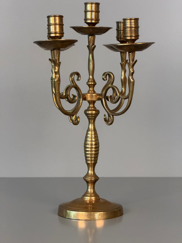 Vintage Massive Brass Candle Holder Candelabra 1960s - Image 8