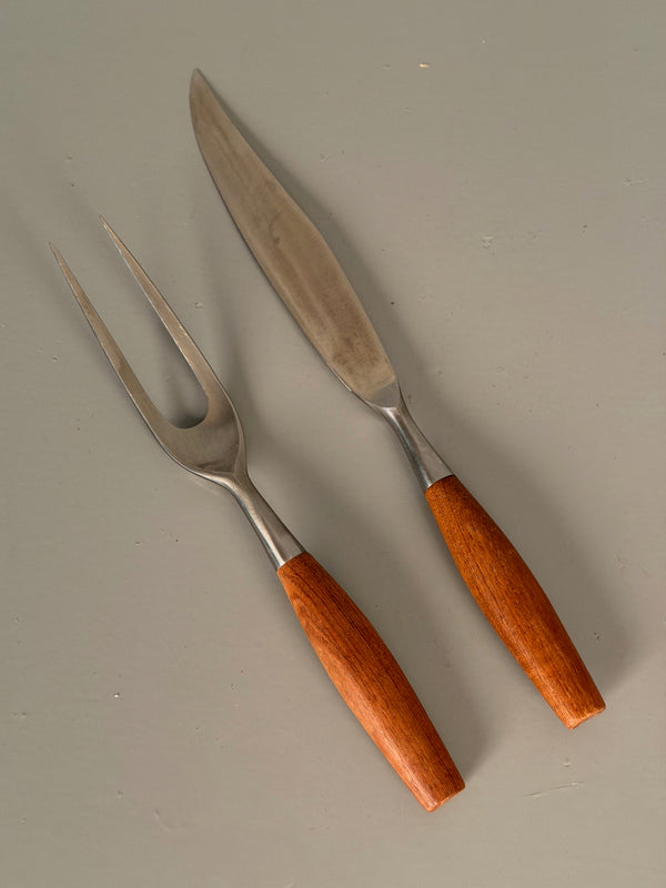 Dansk Designs Germany Vintage Carving Set Teak Wood 1960s