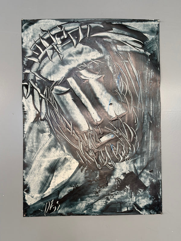 Vintage Painting Expressive Jesus Abstract Christ Portrait 1970s - Image 6