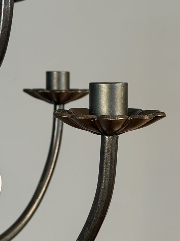 Boda Smide Candle Chandelier Duvan 1960s Silver Glass - Image 4