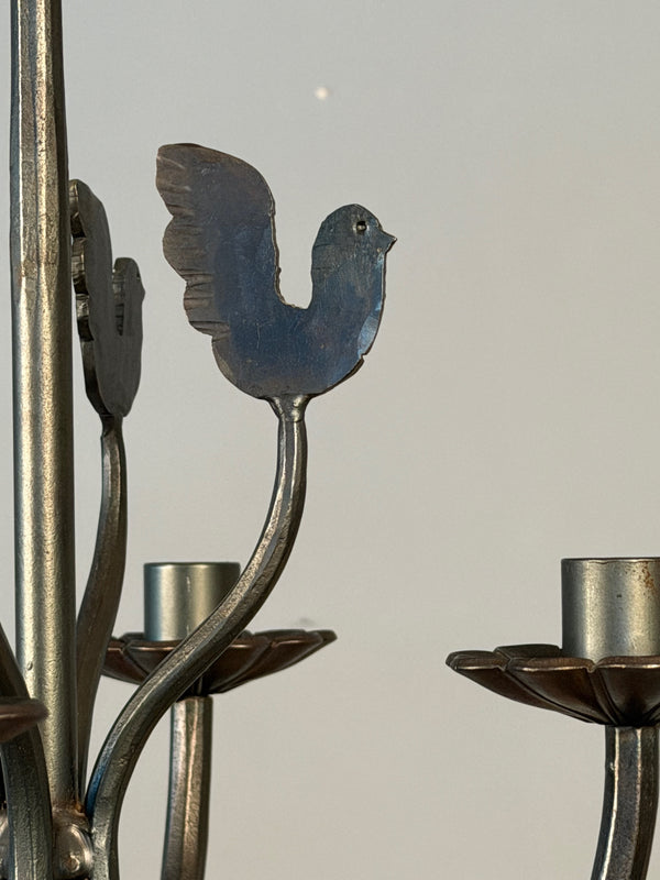 Boda Smide Candle Chandelier Duvan 1960s Silver Glass - Image 6