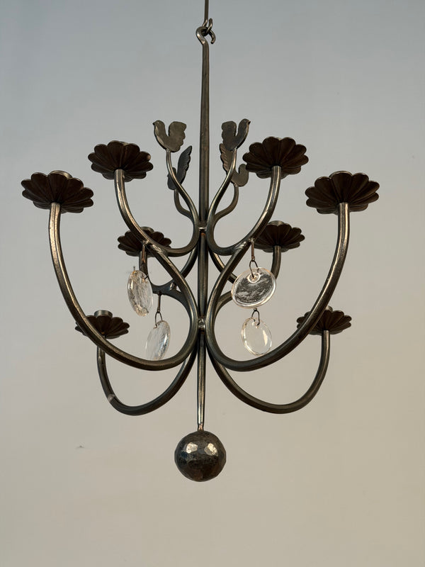 Boda Smide Candle Chandelier Duvan 1960s Silver Glass - Image 7