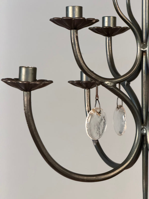 Boda Smide Candle Chandelier Duvan 1960s Silver Glass - Image 8