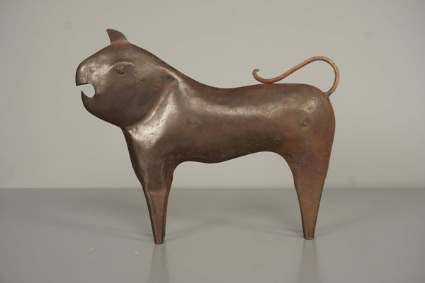 Vintage metal figure sculpture bull ox dog tin abstract 1950s