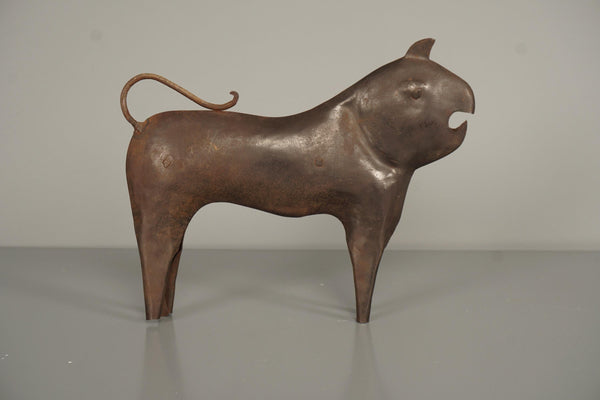 Vintage metal figure sculpture bull ox dog tin abstract 1950s - Photo 6
