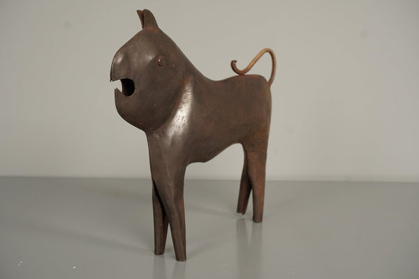 Vintage metal figure sculpture bull ox dog tin abstract 1950s - Photo 2
