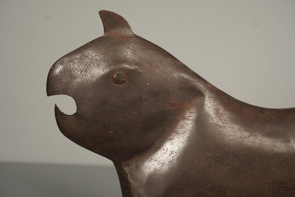 Vintage metal figure sculpture bull ox dog tin abstract 1950s - Photo 5